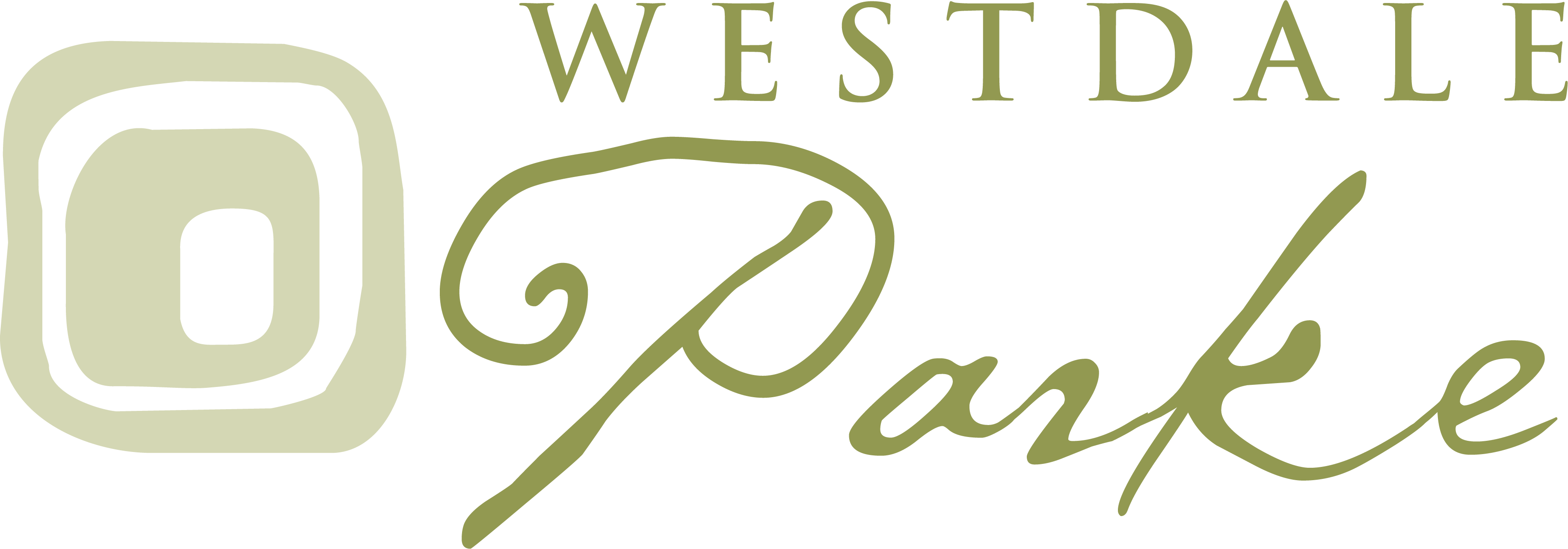 A logo with the text "Westdale Park" written in a cursive font.